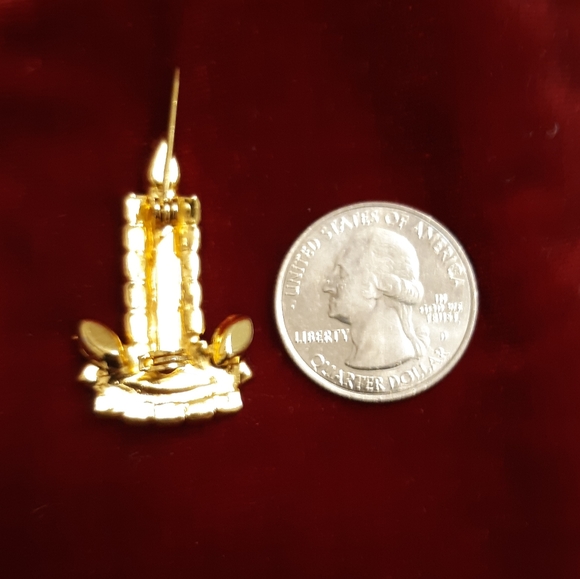 Small Candlestick Christmas Rhinestone Pin - Picture 2 of 2